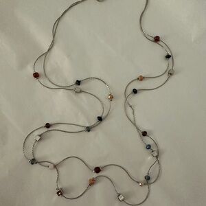 LOFT Silver Multi-Color Beaded Necklace